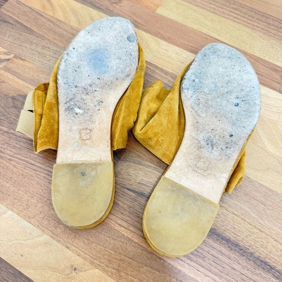 Stuart Weitzman leather ankle flat cognac suede tan sandals shoes Sz 8.5 - Picture 5 of 5